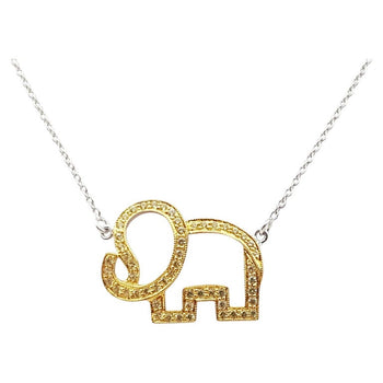 SJ3165 - Yellow Sapphire Elephant Necklace set in Silver Settings