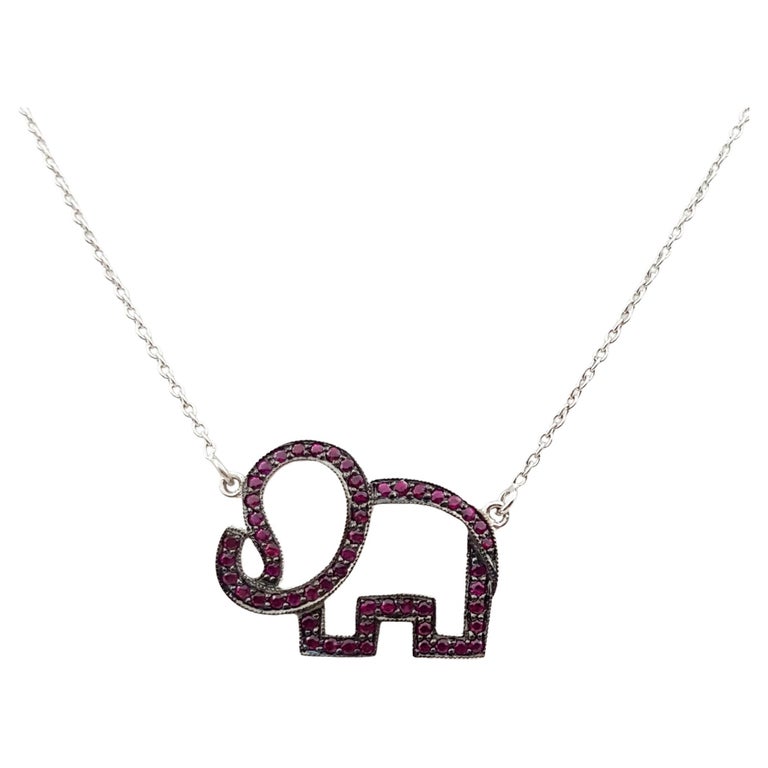 SJ6402 - Ruby Elephant Necklace set in Silver Settings – SJ. International