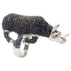 SJ3043 - Blue Sapphire, Ruby and Black Sapphire Rhinoceros Ring set in Silver Settings