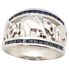 SJ6109 - Blue Sapphire, Ruby  with Cubic Zirconia Elephant Ring set in Silver Settings