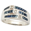 SJ6043 - Blue Sapphire with Cubic Zirconia Ring set in Silver Settings