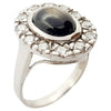 SRTE661C - Black Star Sapphire & Cubic Zirconia Ring set in Silver Settings