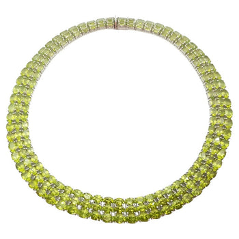 SJ6391 - Peridot 175.10 carats Necklace set in Silver Settings