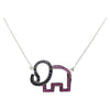 SJ6389 - Pink Sapphire and Black Sapphire Elephant Necklace set in Silver Settings