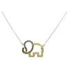 SJ3043 - Blue Sapphire and Yellow Sapphire Elephant Necklace set in Silver Settings