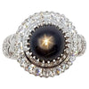 SJ2856 - Black Star Sapphire with Cubic Zirconia Ring set in Silver Settings