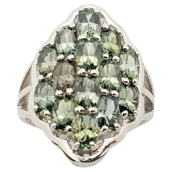 SJ2851 - Green Sapphire Ring set in Silver Settings